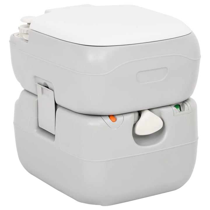 Campingtoilet Draagbaar 22+12 L Hdpe Grijs En Wit