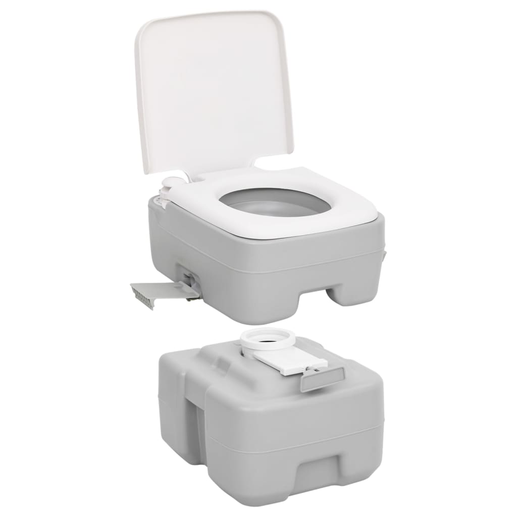 Campingtoilet Draagbaar 20+10 L Hdpe Grijs En Wit