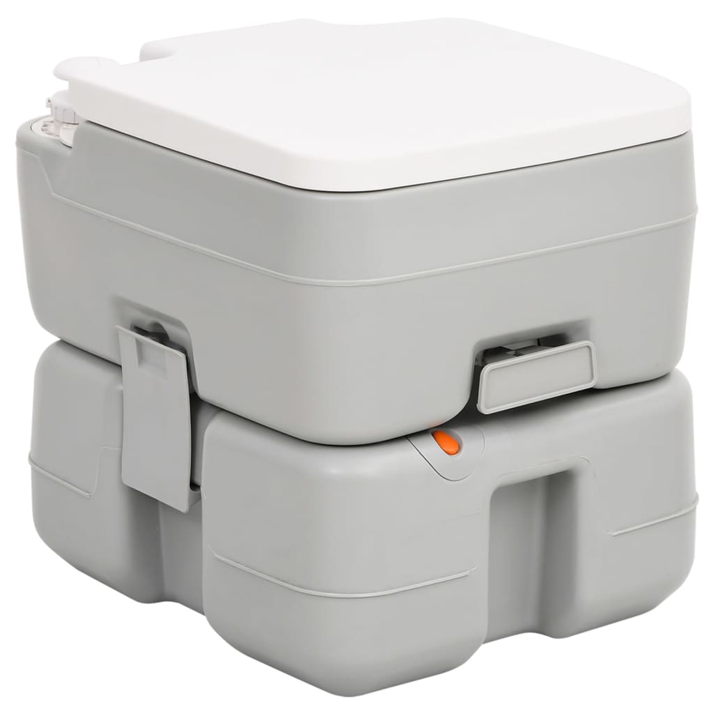 Campingtoilet Draagbaar 15+10 L Hdpe Grijs En Wit