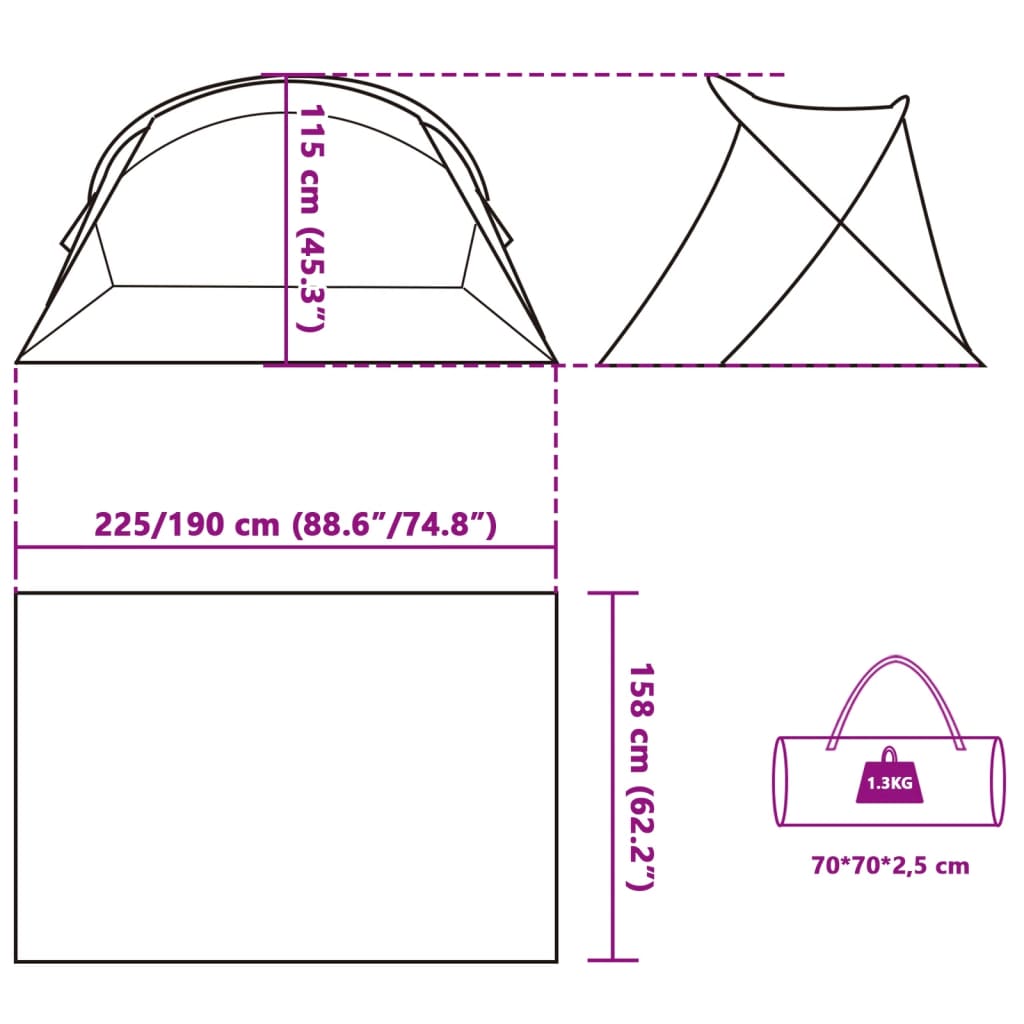 Strandtent 2-Persoons Pop-Up Waterdicht