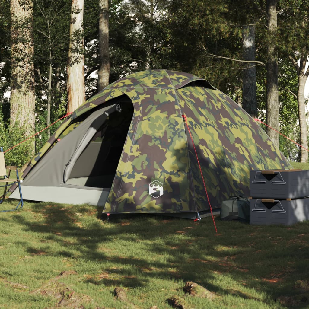 Koepeltent 4-Persoons Waterdicht Camouflage Gerookt Eiken