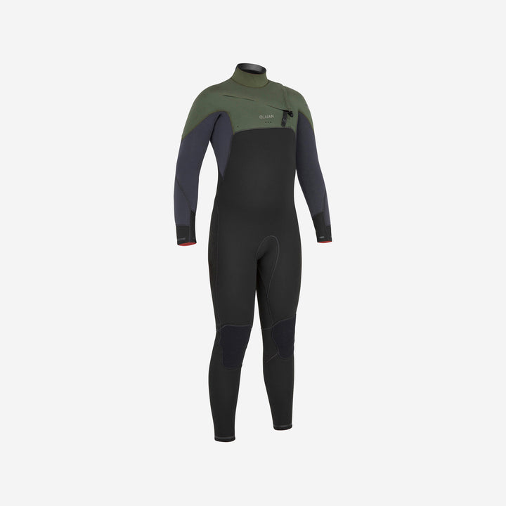 Wetsuit voor surfen kinderen 900 3/2 front zip zwart kaki