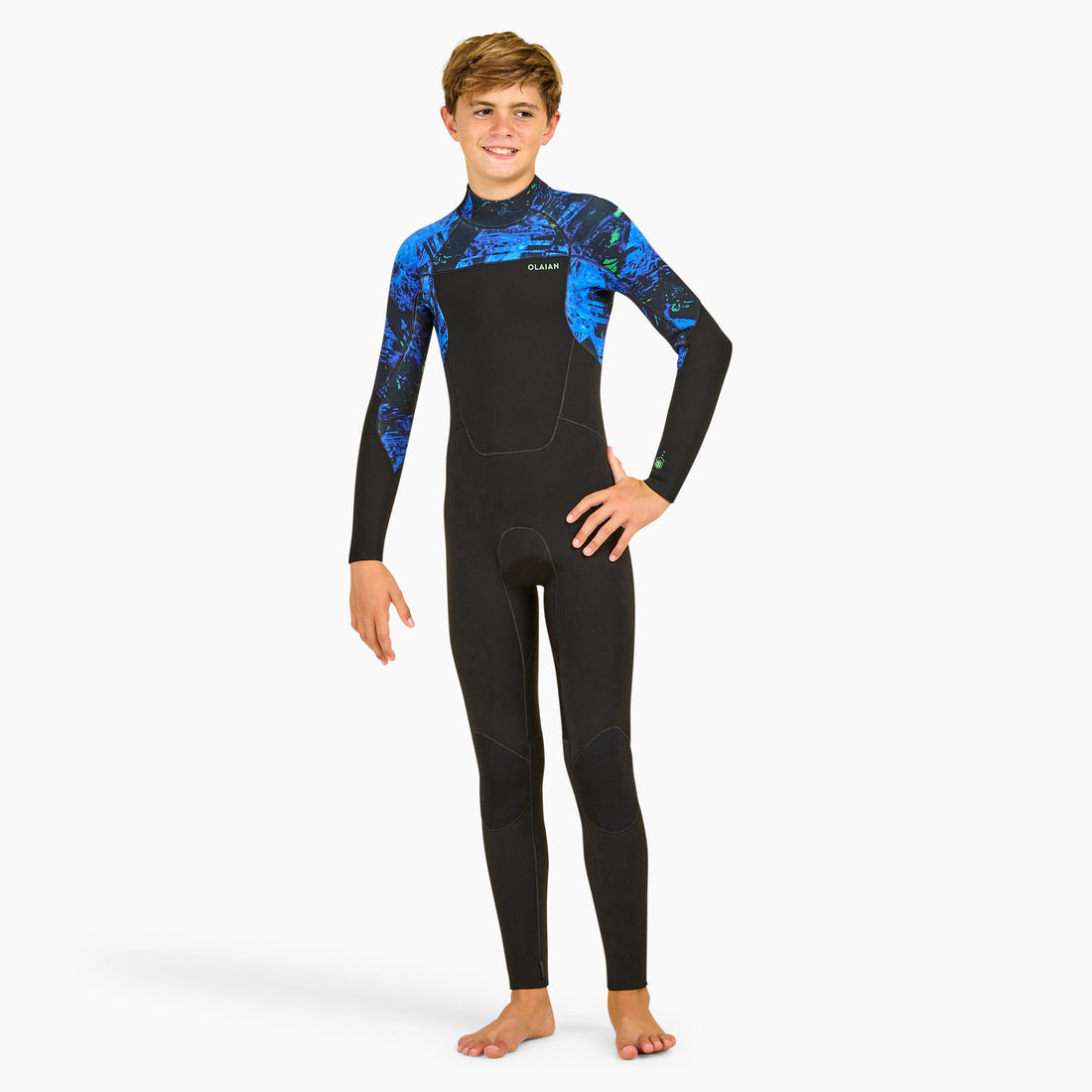 Surfwetsuit voor jongens 500 neopreen 4/3 mm vortex zwart